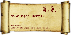Mehringer Henrik névjegykártya